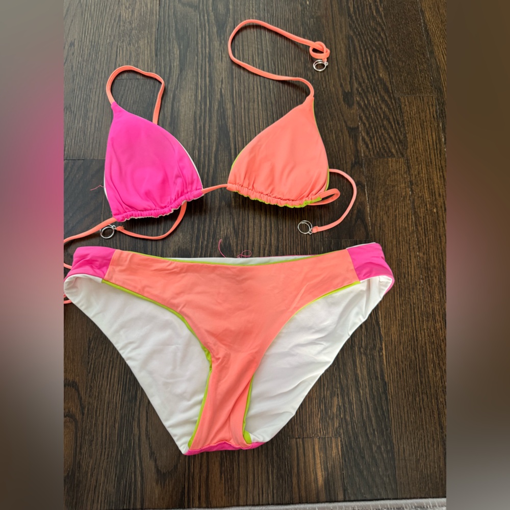 Vibrant Pink and Orange Bikini Set